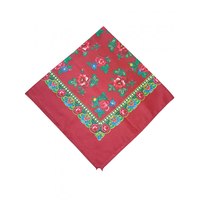 Batic traditional bordo cu flori dimensiuni 75x75cm Model Ana3
