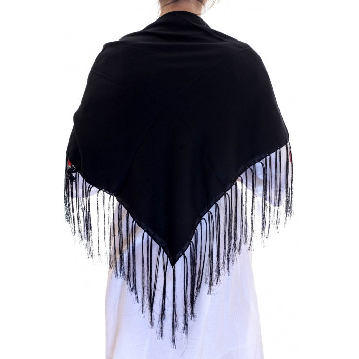 Batic traditional negru cu franjuri
