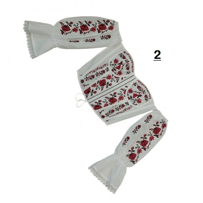 Corset alb cu maneca lunga brodat cu motive traditionale2