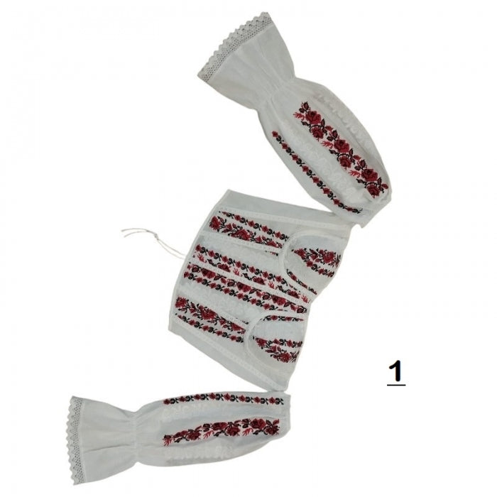 Corset alb cu maneca lunga brodat cu motive traditionale2