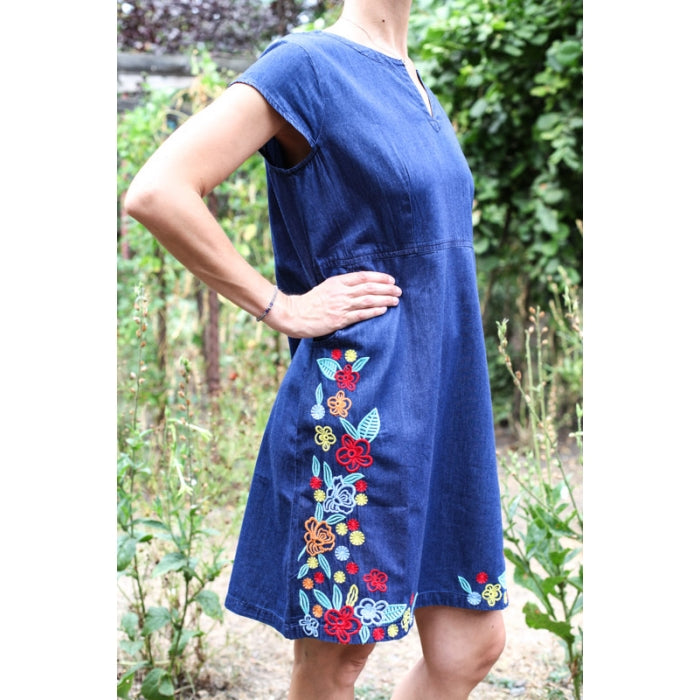 Rochie brodata din denim Elena11
