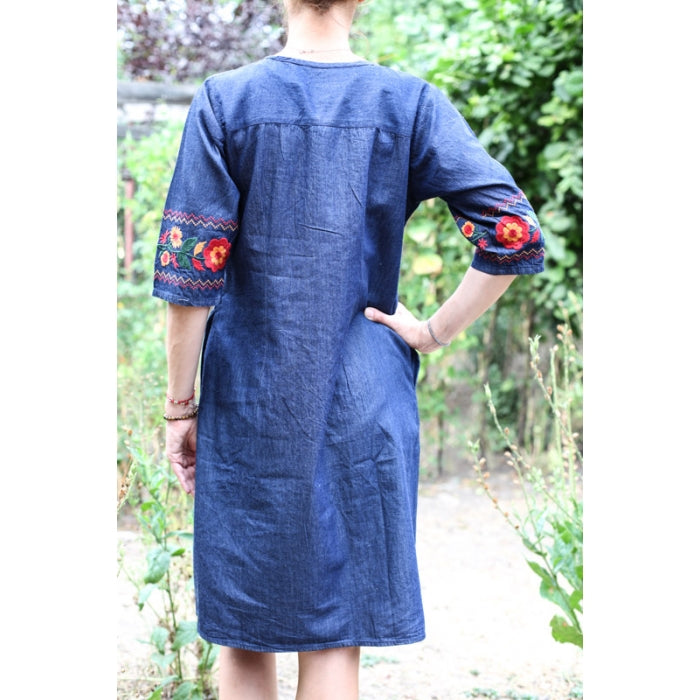 Rochie brodata din denim Elena6