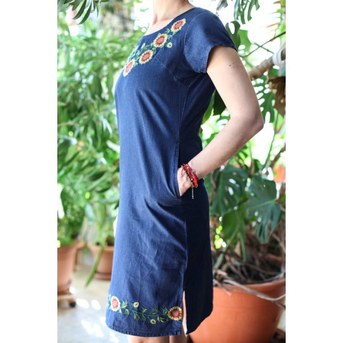 Rochie din denim cu broderie Otilia