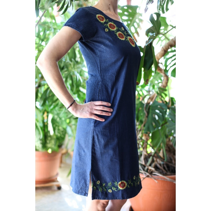 Rochie din denim cu broderie Otilia