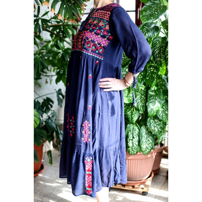 Rochie Traditionala brodata bleumarin Cosmina 14