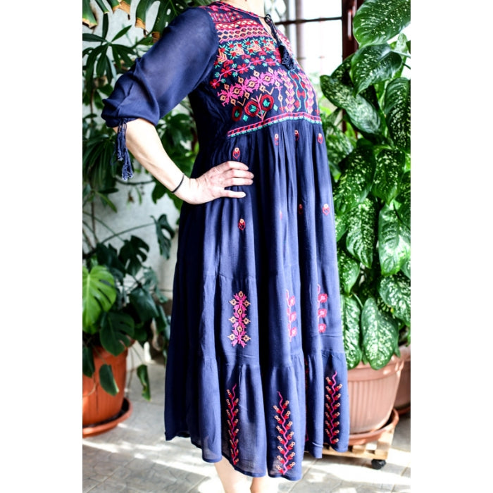 Rochie Traditionala brodata bleumarin Cosmina 14