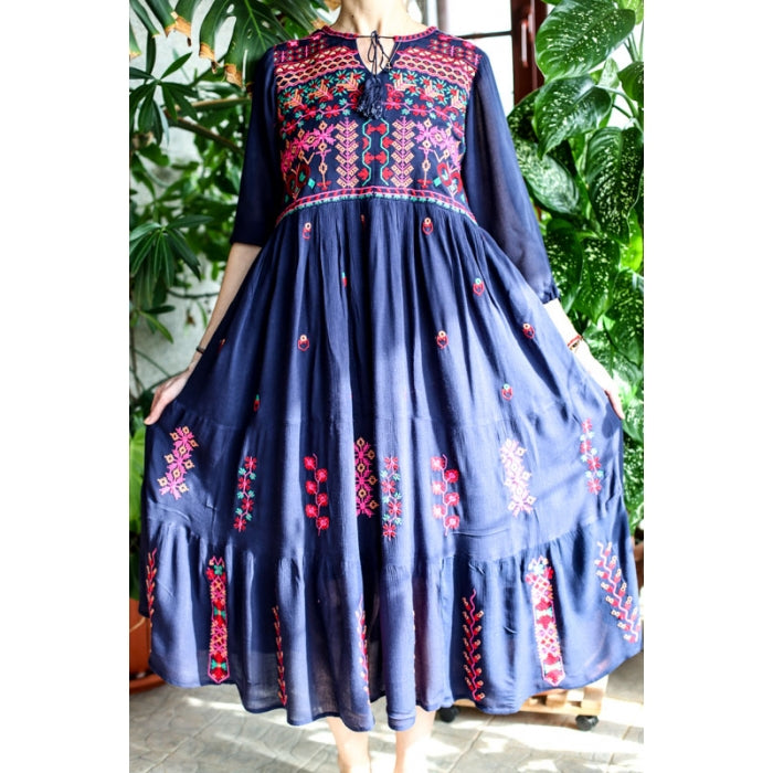 Rochie Traditionala brodata bleumarin Cosmina 14