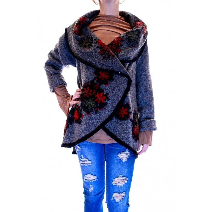 Vesta din lana cu model floral4