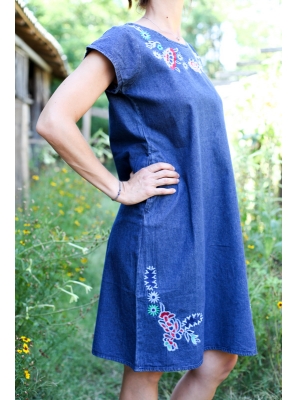 Rochie brodata din denim Elena5