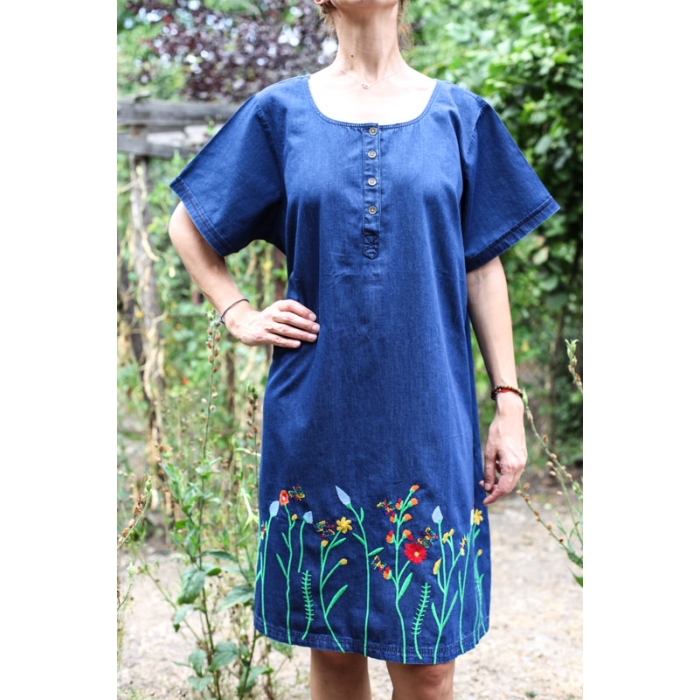 Rochie brodata din denim Elena9