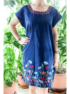 Rochie din denim cu broderie traditionala Ana2