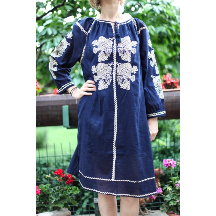 Rochie Traditionala Bleumarin Amelia