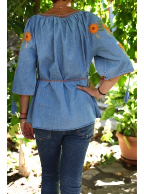 Bluza din denim brodata Ana