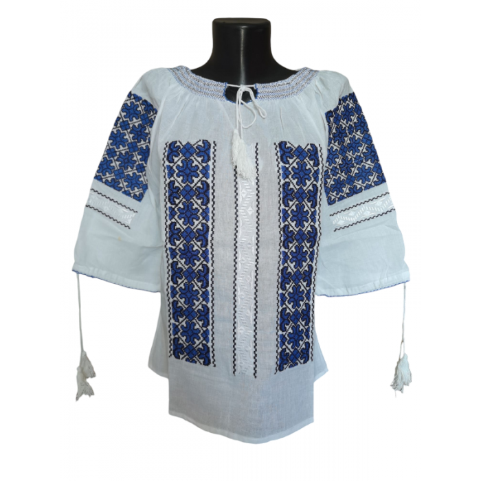 Ie traditionala românească mânecă trei sferturi din bumbac, broderie tradițională. Mărimi S-3XL.