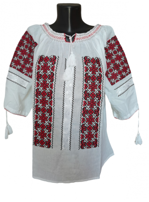 Ie traditionala românească mânecă trei sferturi din bumbac, broderie tradițională. Mărimi S-3XL.