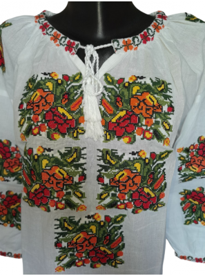 Ie traditionala românească mânecă trei sferturi din bumbac, broderie tradițională. Mărimi S-3XL.