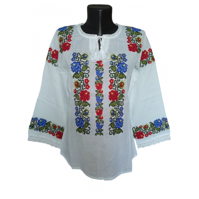 Ie traditionala românească mânecă lunga din bumbac, broderie tradițională. Mărimi S-3XL.