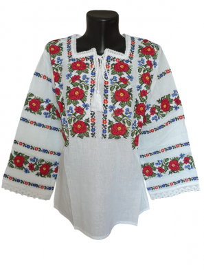 Ie traditionala românească mânecă lunga din bumbac, broderie tradițională. Mărimi S-3XL.