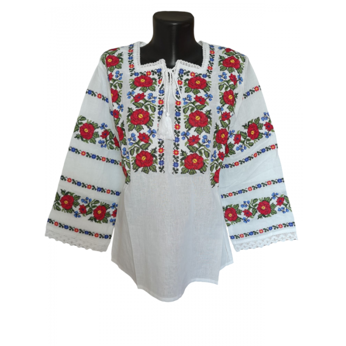 Ie traditionala românească mânecă lunga din bumbac, broderie tradițională. Mărimi S-3XL.