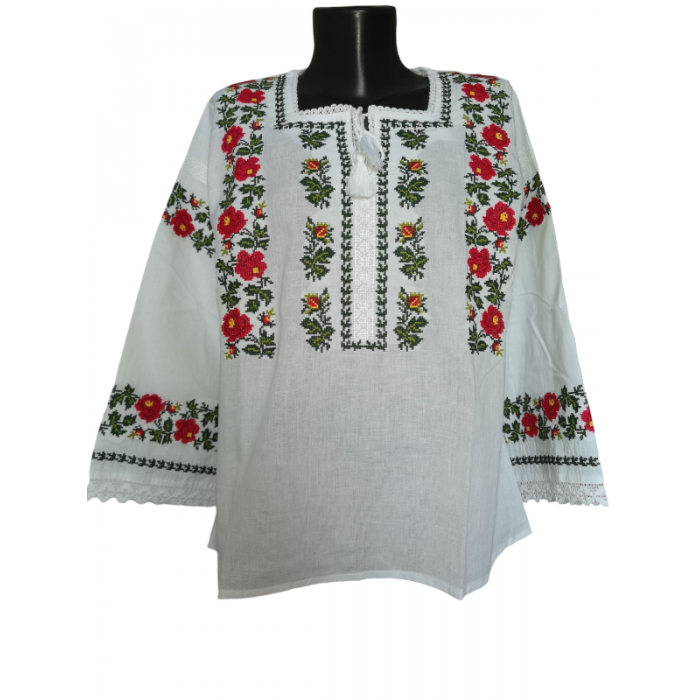 Ie traditionala românească mânecă lunga din bumbac, broderie tradițională. Mărimi S-3XL.