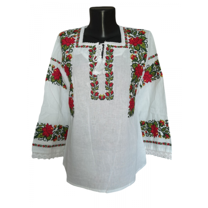 Ie traditionala românească mânecă lunga din bumbac, broderie tradițională. Mărimi S-3XL.