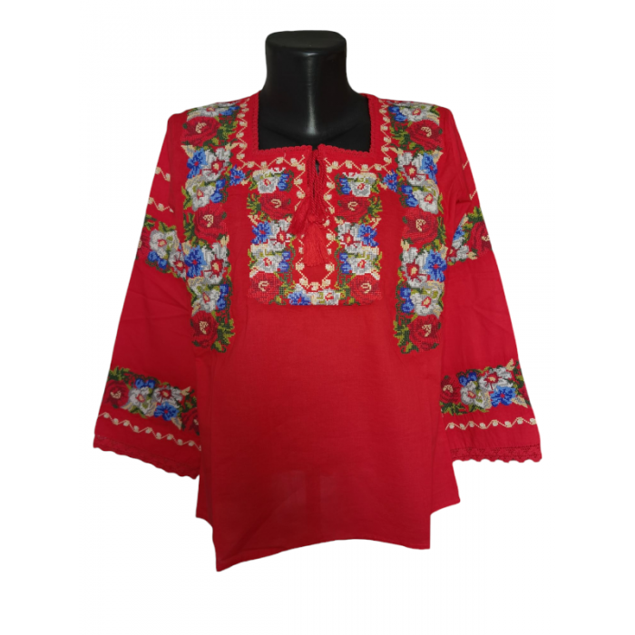 Ie traditionala românească mânecă lunga din bumbac, broderie tradițională. Mărimi S-3XL.