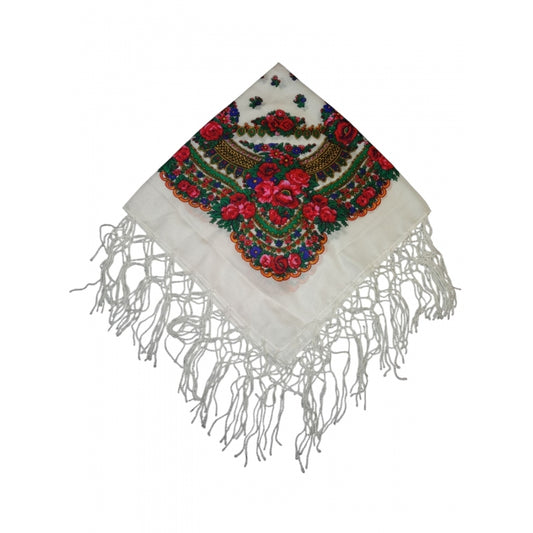 Batic traditional alb cu flori dimensiuni 75x75cm Model Ana13