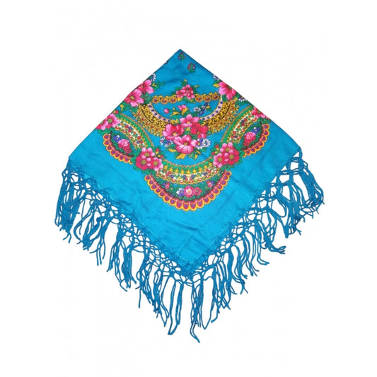 Batic traditional albastru cu flori dimensiuni 75x75cm Model Ana8