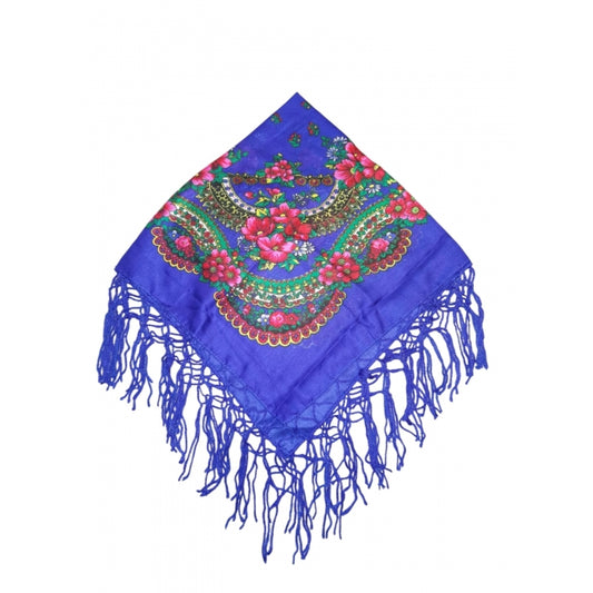 Batic traditional albastru cu flori dimensiuni 75x75cm Model Ana9