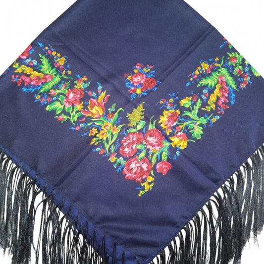 Batic traditional  bleumarin cu jura flori