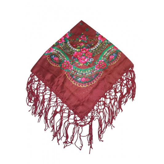 Batic traditional bordo cu flori dimensiuni 75x75cm Model Ana17