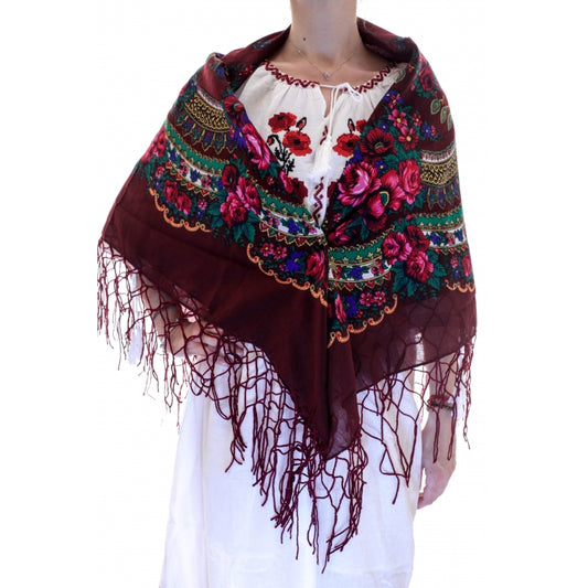 Batic traditional ciucuri bordo