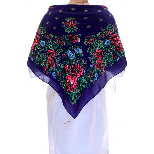 Batic traditional inflorat bleumarin deschis