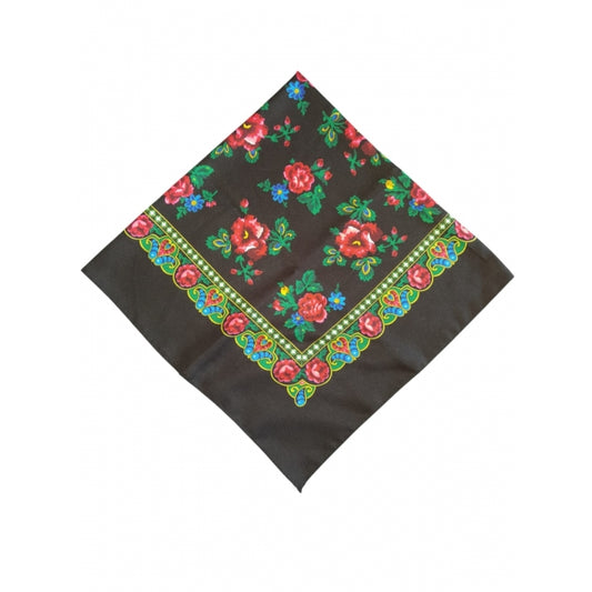 Batic traditional  negru cu flori dimensiuni 75x75cm model Ana