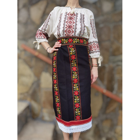 Catrinta cu flori si brau traditional-Model Flori