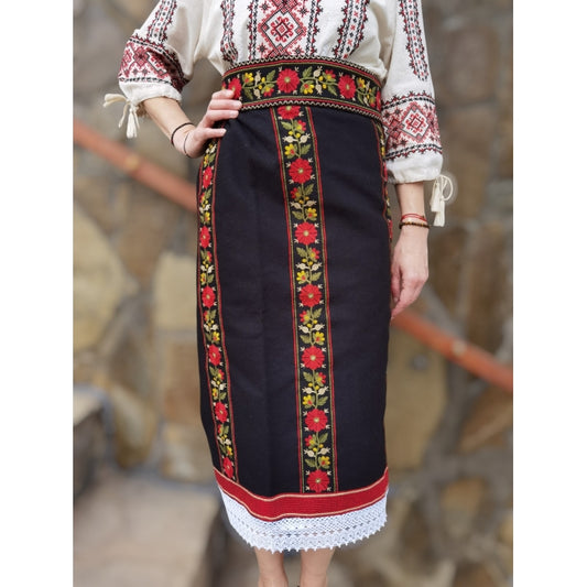Catrinta cu flori si brau traditional-Model Flori