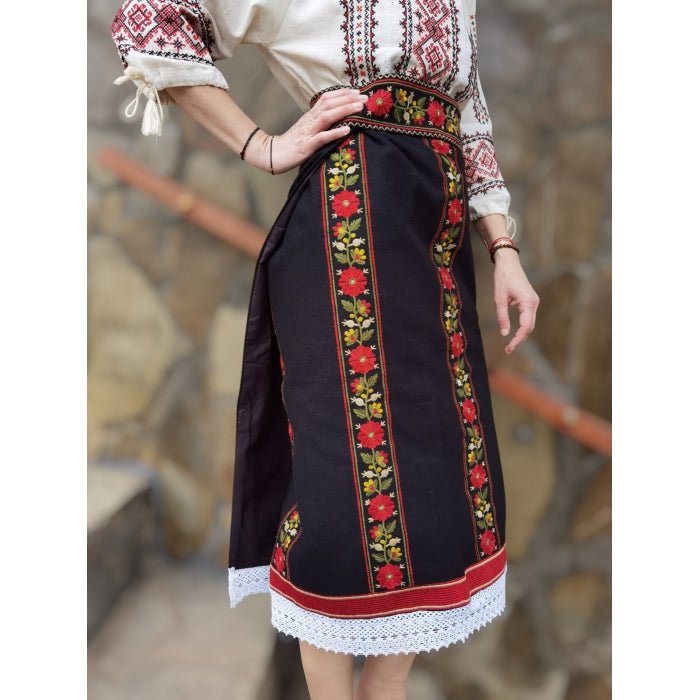Catrinta cu flori si brau traditional-Model Flori