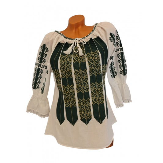 Ie Tradițională Românească de Damă – Broderie Neagra cu Model Geometric – Mărimi S-3XL