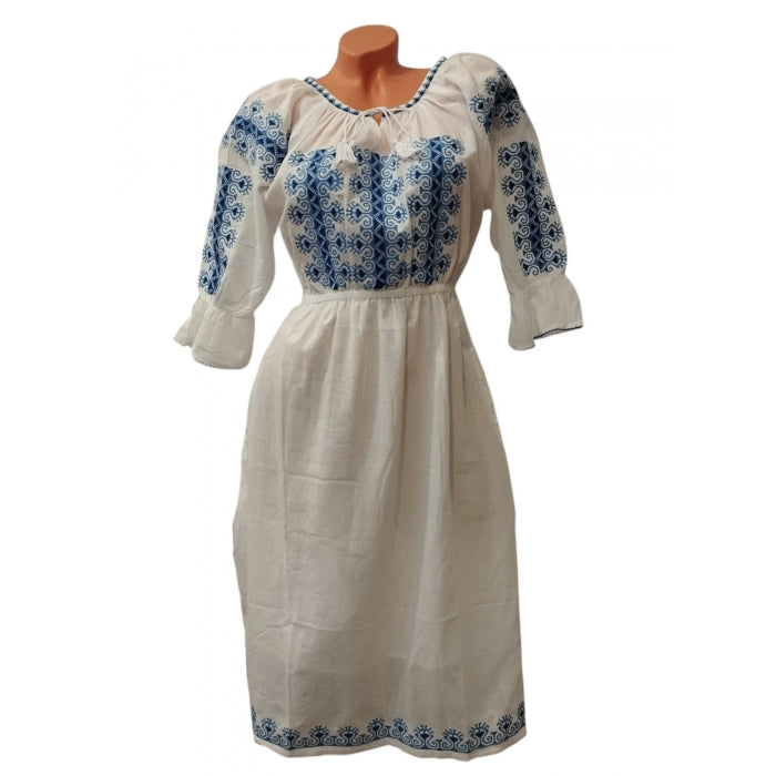 Rochie alba cu motive traditionala Maia