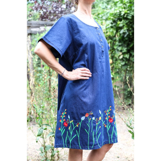 Rochie brodata din denim Elena9