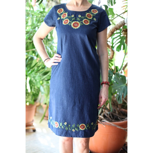 Rochie din denim cu broderie Otilia