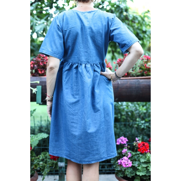 Rochie din denim cu broderie traditionala2