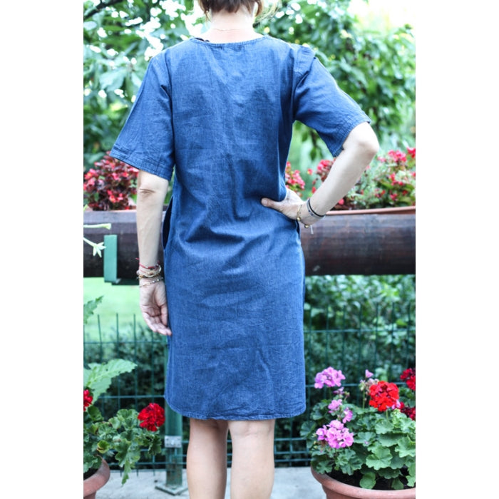 Rochie din denim cu broderie traditionala3