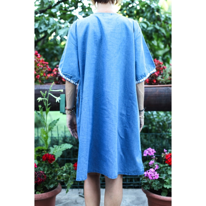 Rochie din denim cu broderie traditionala4