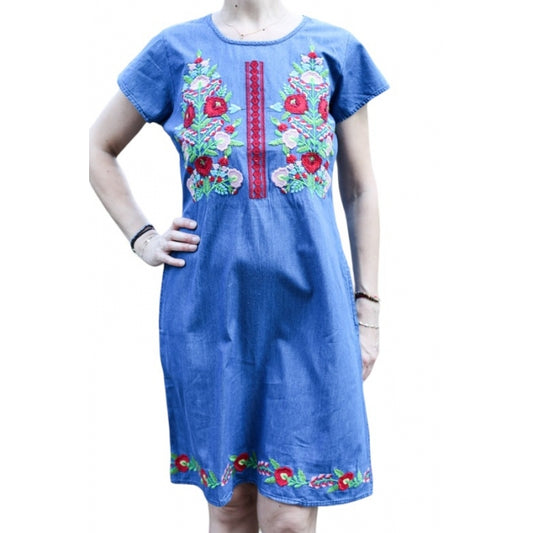 Rochie din denim cu broderie traditionala7
