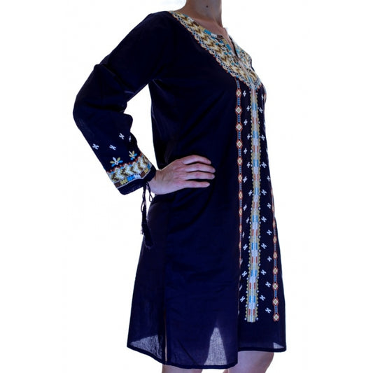 Rochie Traditionala bleumarin cu motive geometrice