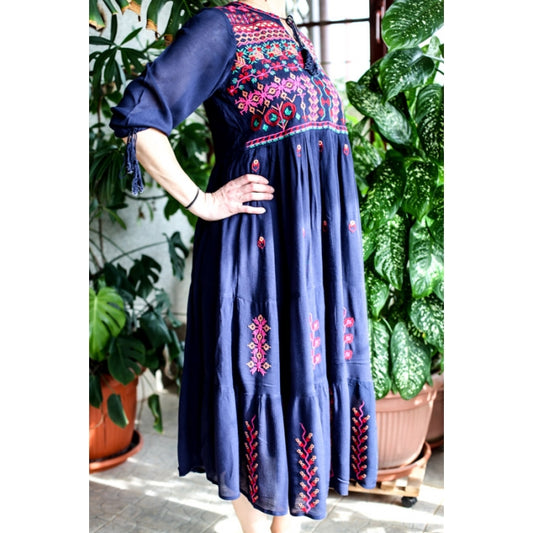 Rochie Traditionala brodata bleumarin Cosmina 14