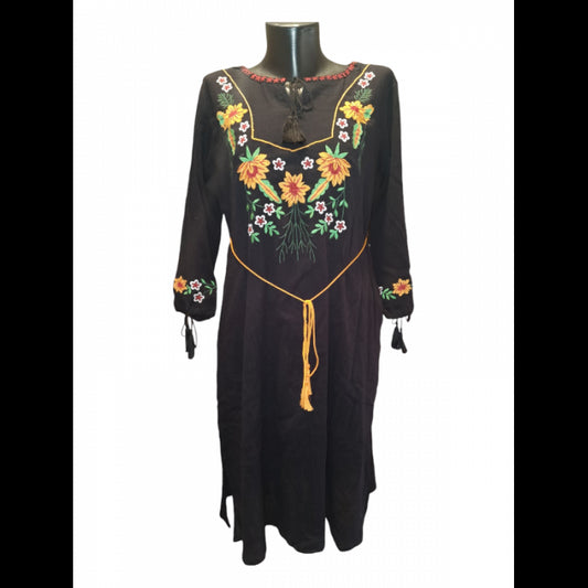 Rochie Traditionala neagra cu maneca lunga
