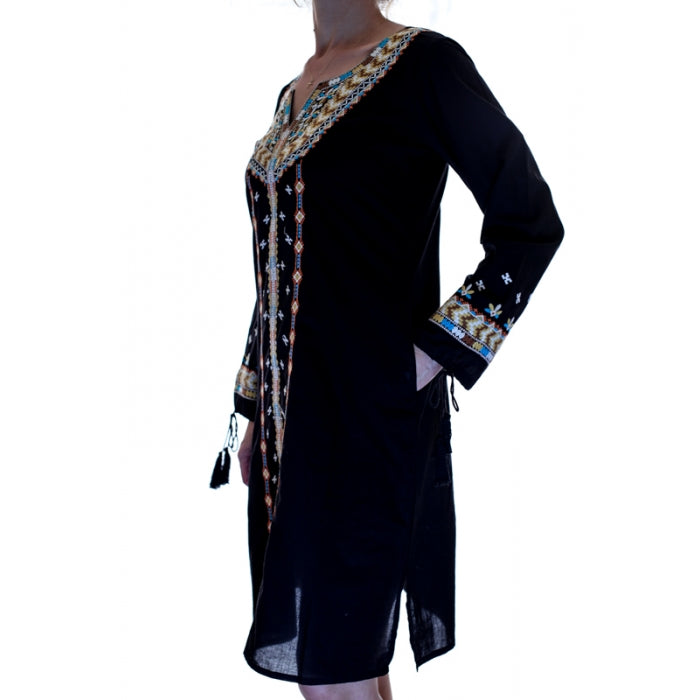 Rochie Traditionala neagra cu motive geometrice