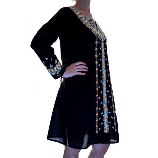 Rochie Traditionala neagra cu motive geometrice